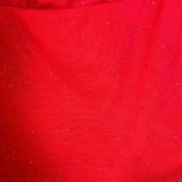 Open Shoulder Red Shimmer Asymmetrical Dressy Blouse (Size XL) - Picture 4 of 11